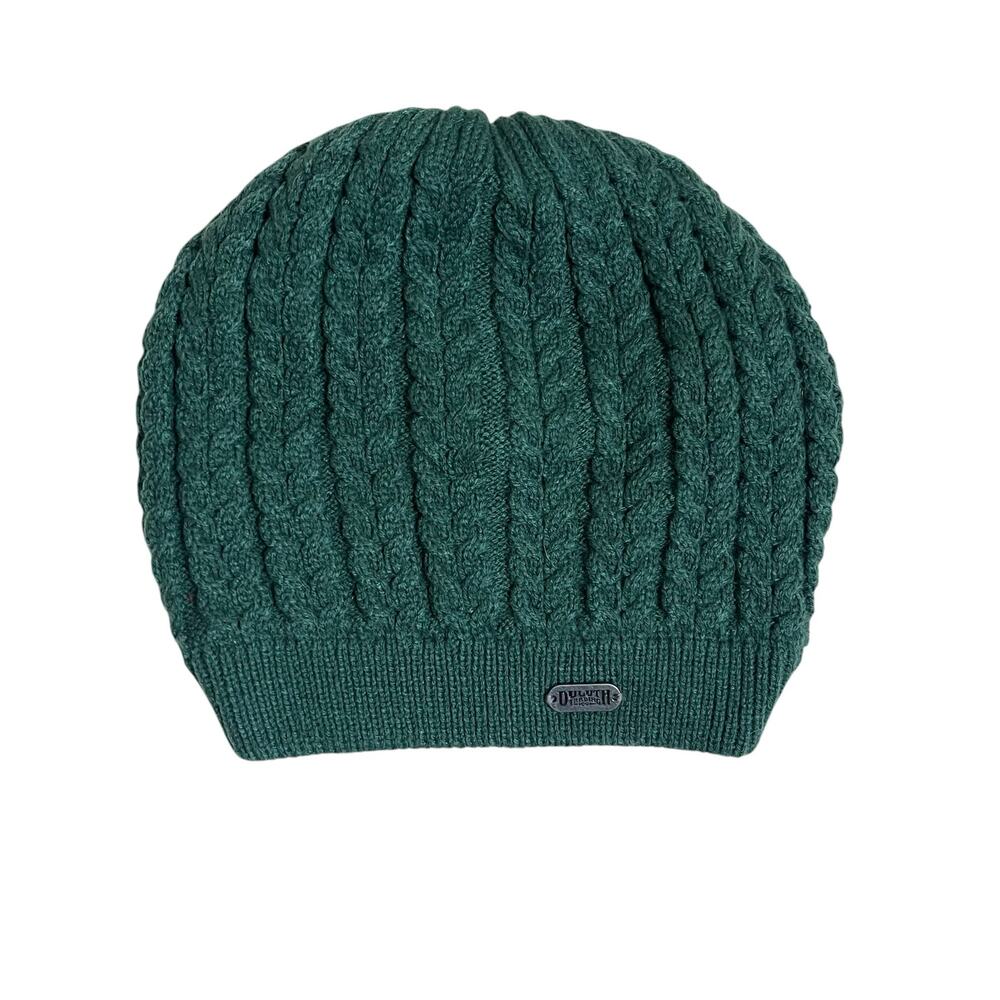 Duluth Trading Co Womens Gathered Slouch Cable Knit Beanie OS Green Cabincore
